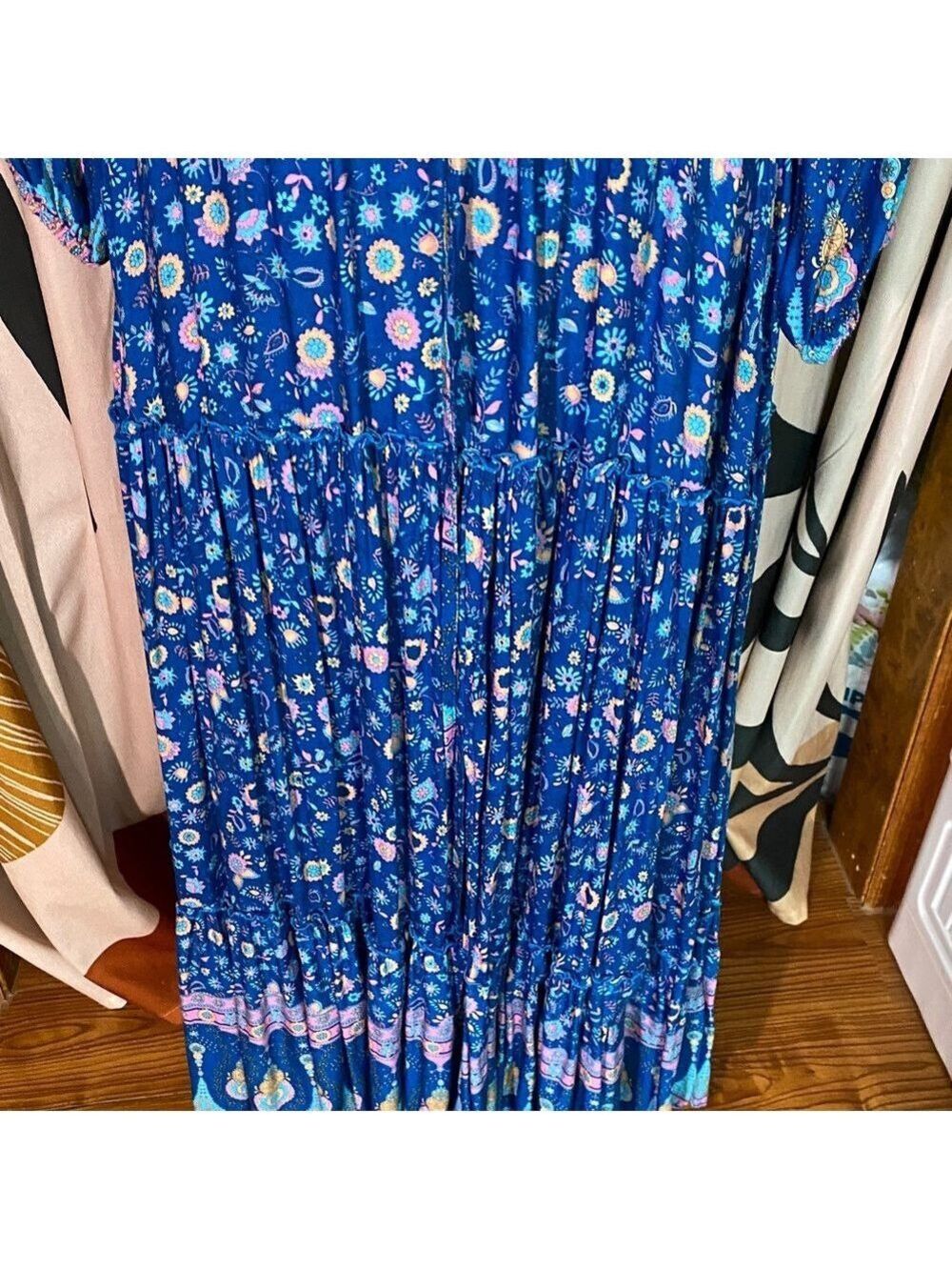 Bohemian Blue Floral Long Sleeve Dress - Picture 5 of 12